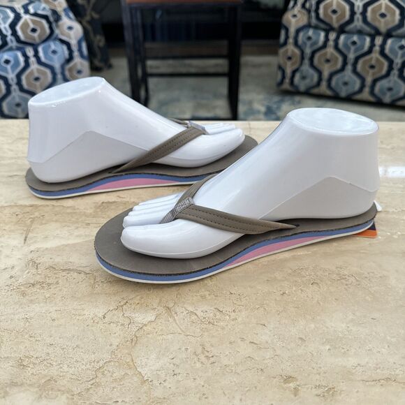 Hari Mari Womens Flips Flops Size 7 Fields Sandal Gray Blue Pink NEW Leather - Picture 3 of 9